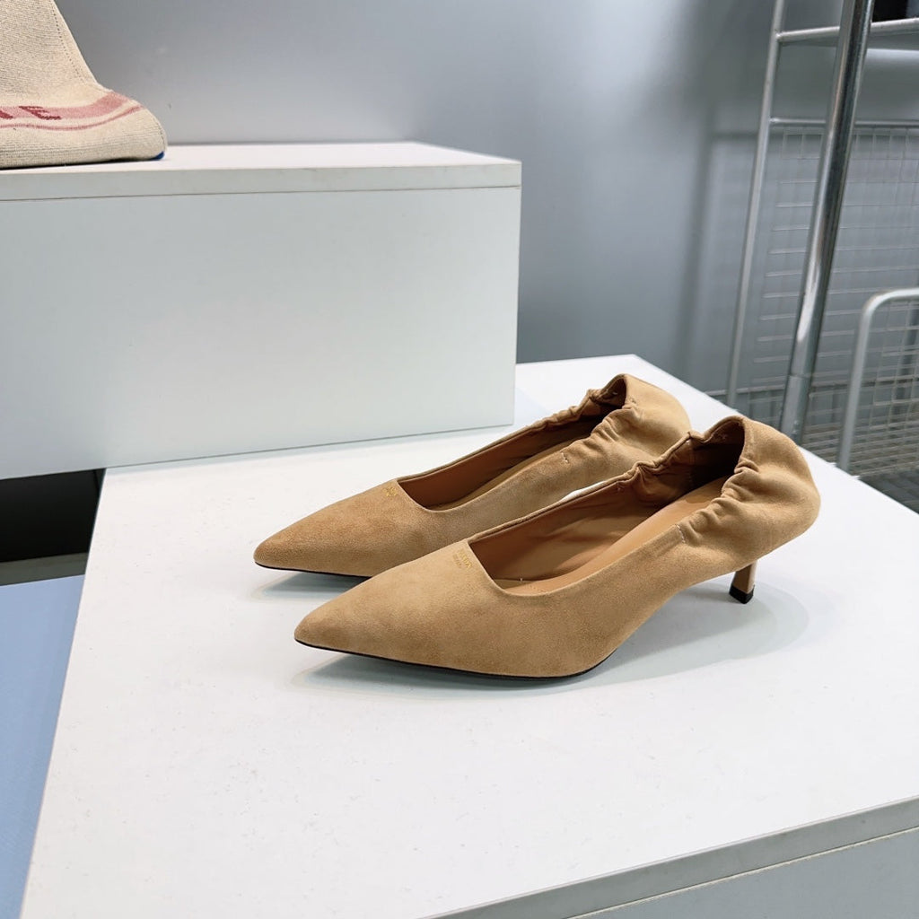 PRADA 26S PUMPS 55MM IN LIGHT BROWN SUEDE