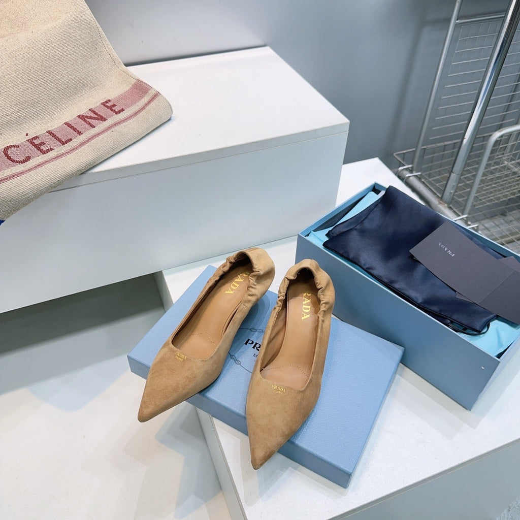 PRADA 26S PUMPS 55MM IN LIGHT BROWN SUEDE