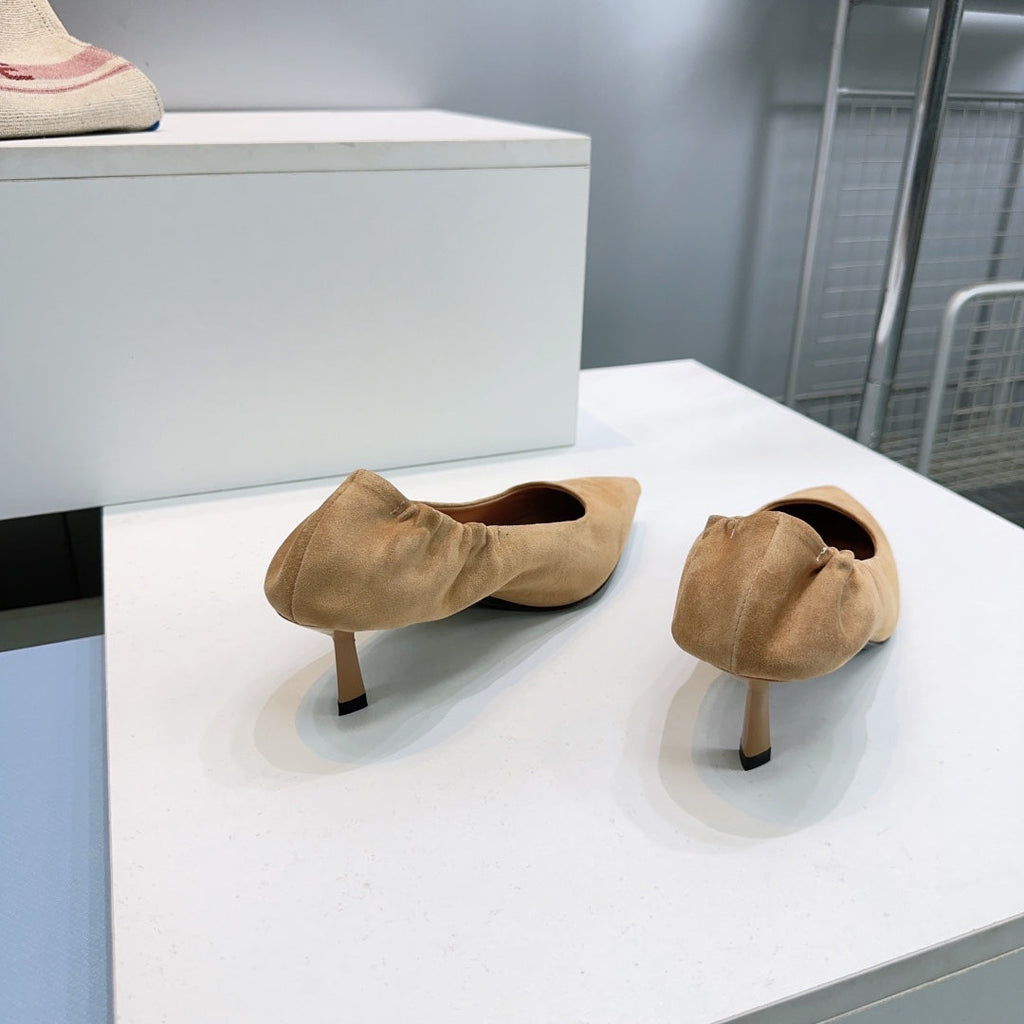 PRADA 26S PUMPS 55MM IN LIGHT BROWN SUEDE