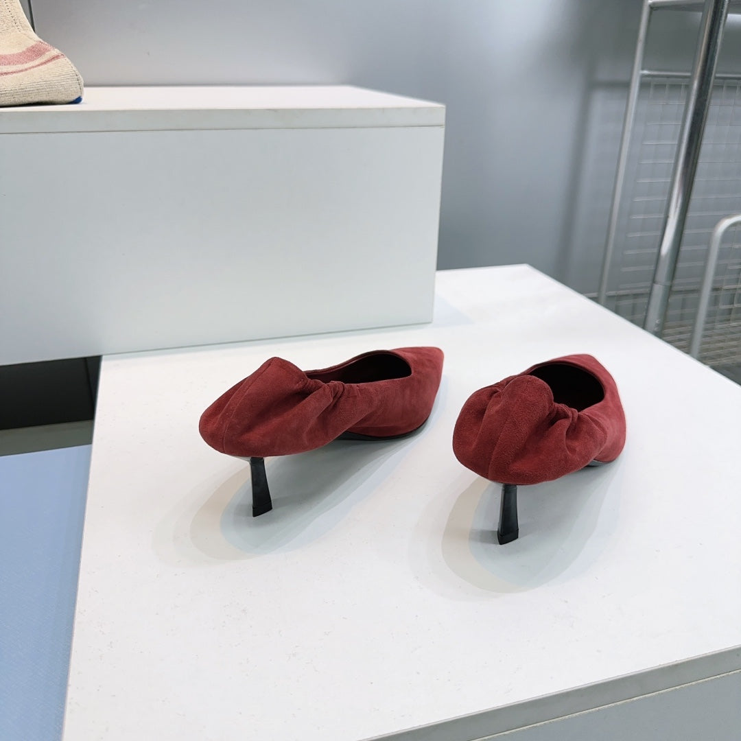 PRADA 26S PUMPS 55MM IN DARK RED SUEDE