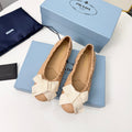 PRADA 26S BALLERINA FLATS IN NUDE LAMBSKIN WITH BOW