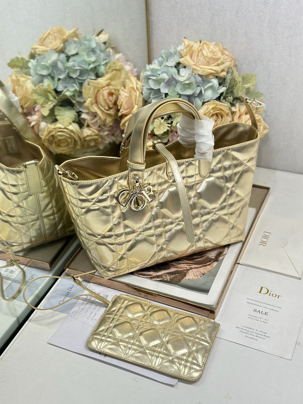 DIOR 26S TOUJOURS BAG 28 IN GOLD CALFSKIN