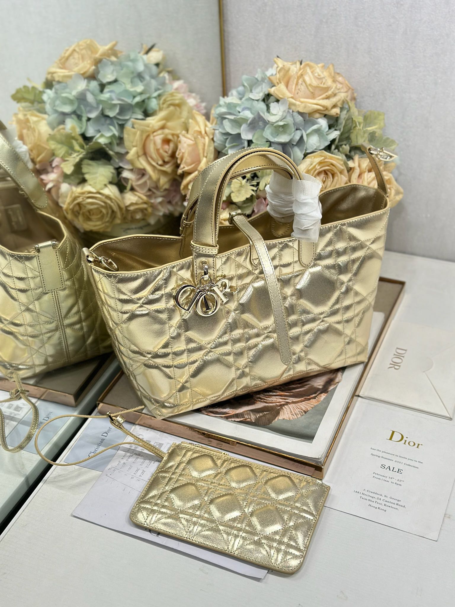 DIOR 26S TOUJOURS BAG 28 IN GOLD CALFSKIN