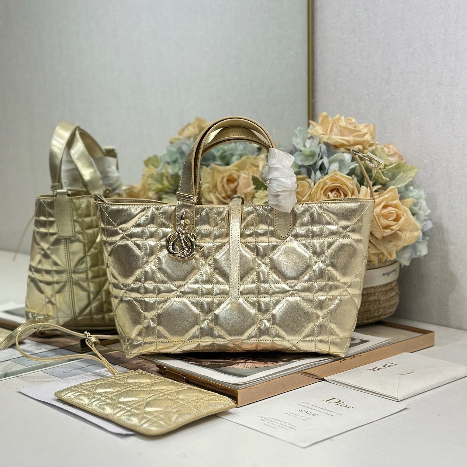 DIOR 26S TOUJOURS BAG 28 IN GOLD CALFSKIN