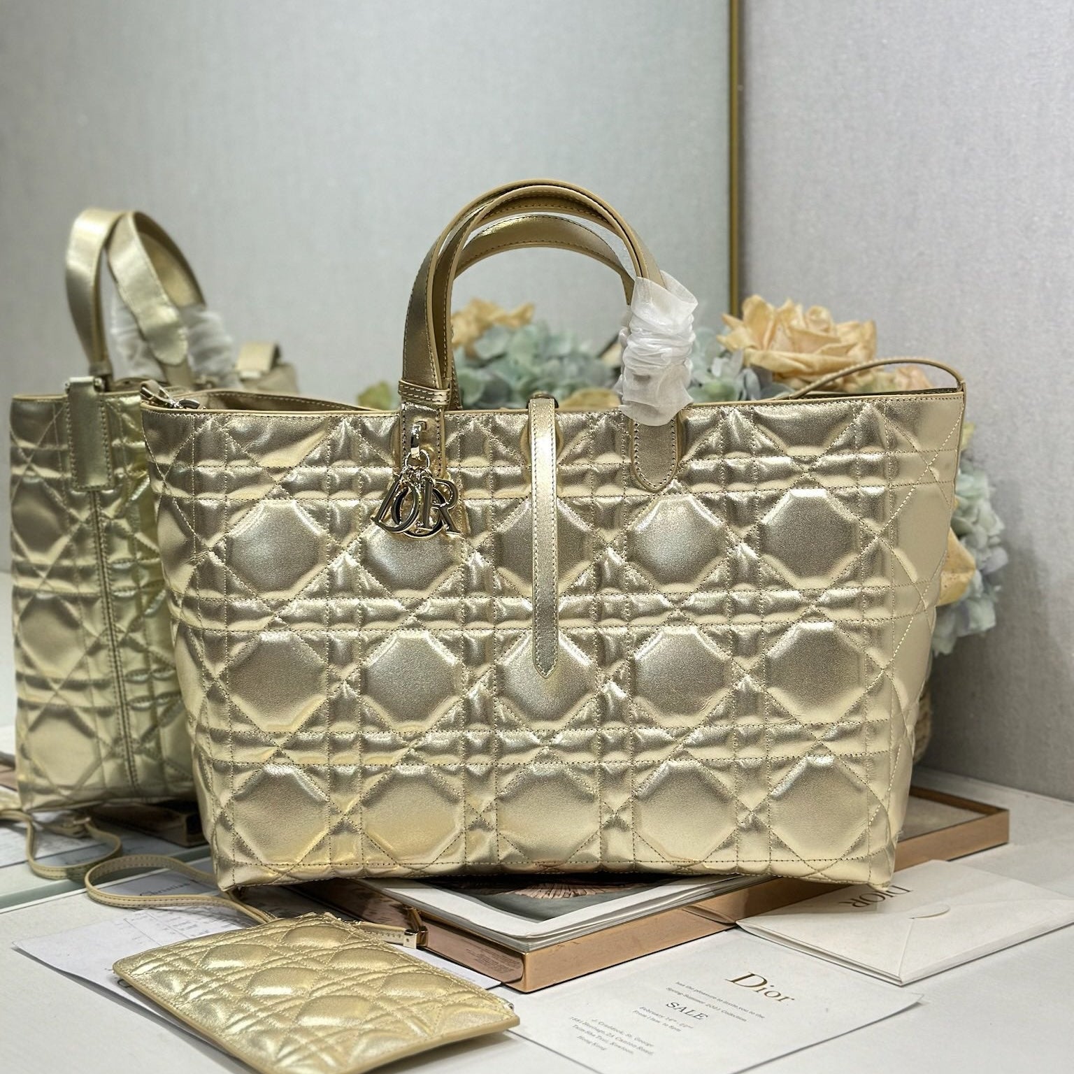 DIOR 26S TOUJOURS BAG 37 IN GOLD CALFSKIN