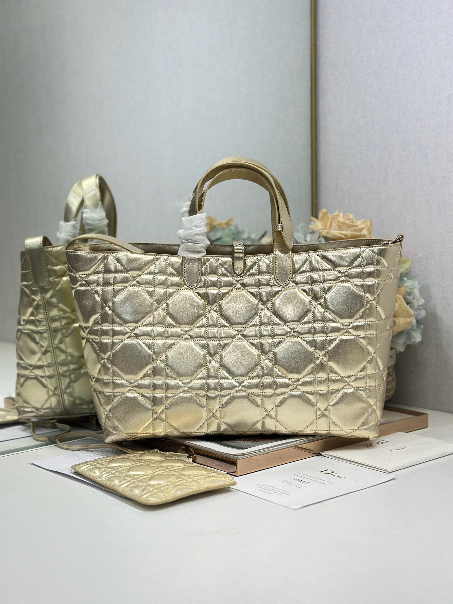 DIOR 26S TOUJOURS BAG 37 IN GOLD CALFSKIN