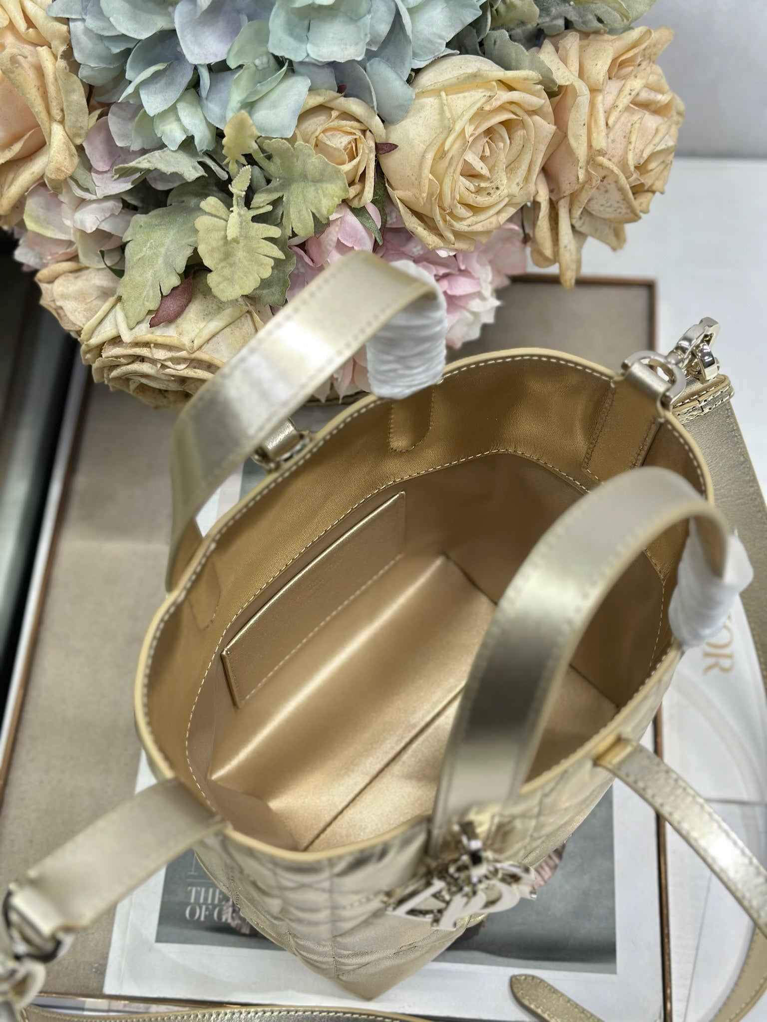 DIOR 26S TOUJOURS BAG 18 IN GOLD CALFSKIN
