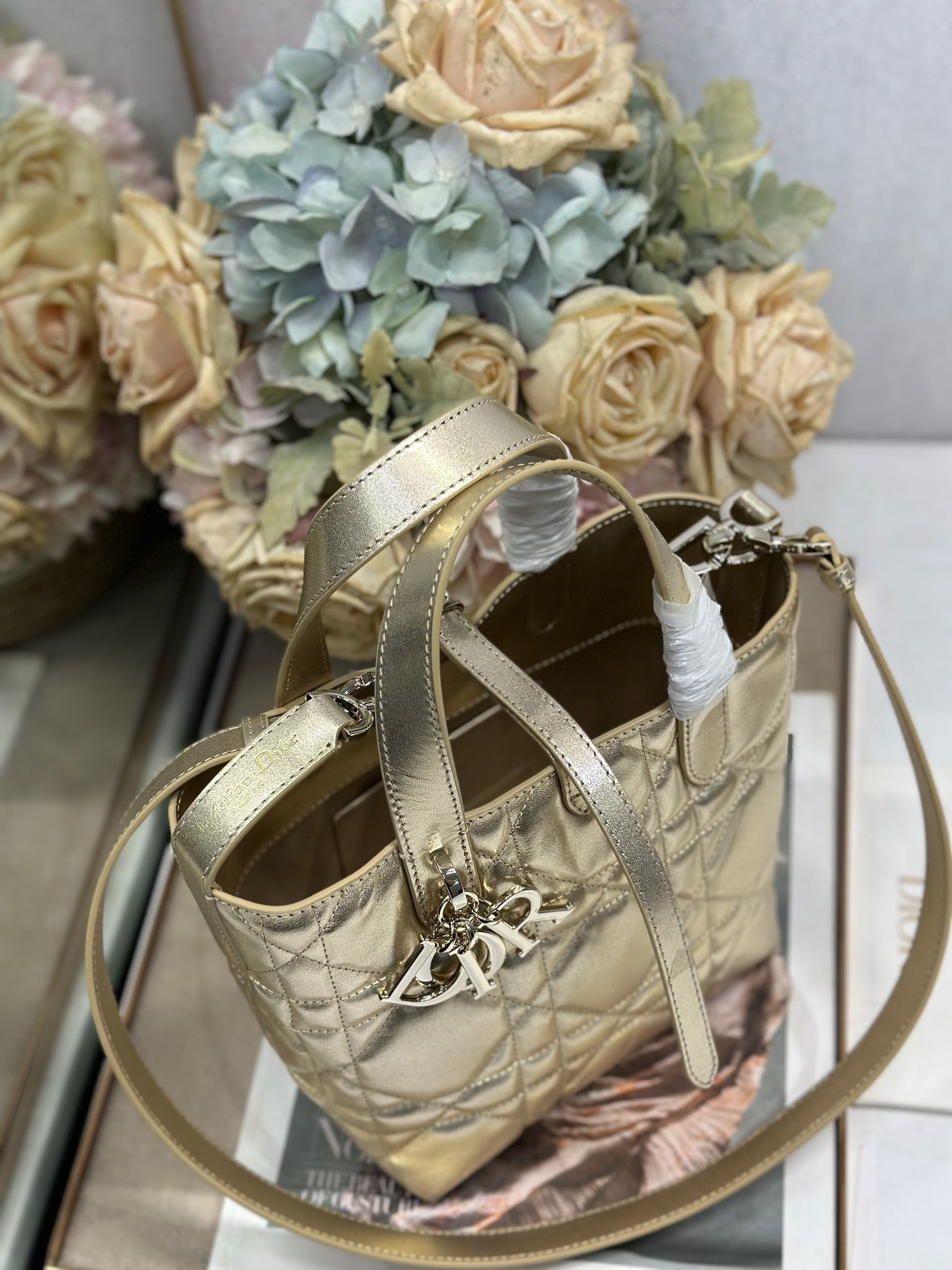 DIOR 26S TOUJOURS BAG 18 IN GOLD CALFSKIN