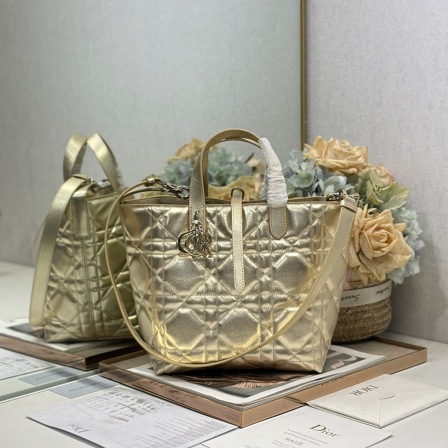 DIOR 26S TOUJOURS BAG 23 IN GOLD CALFSKIN