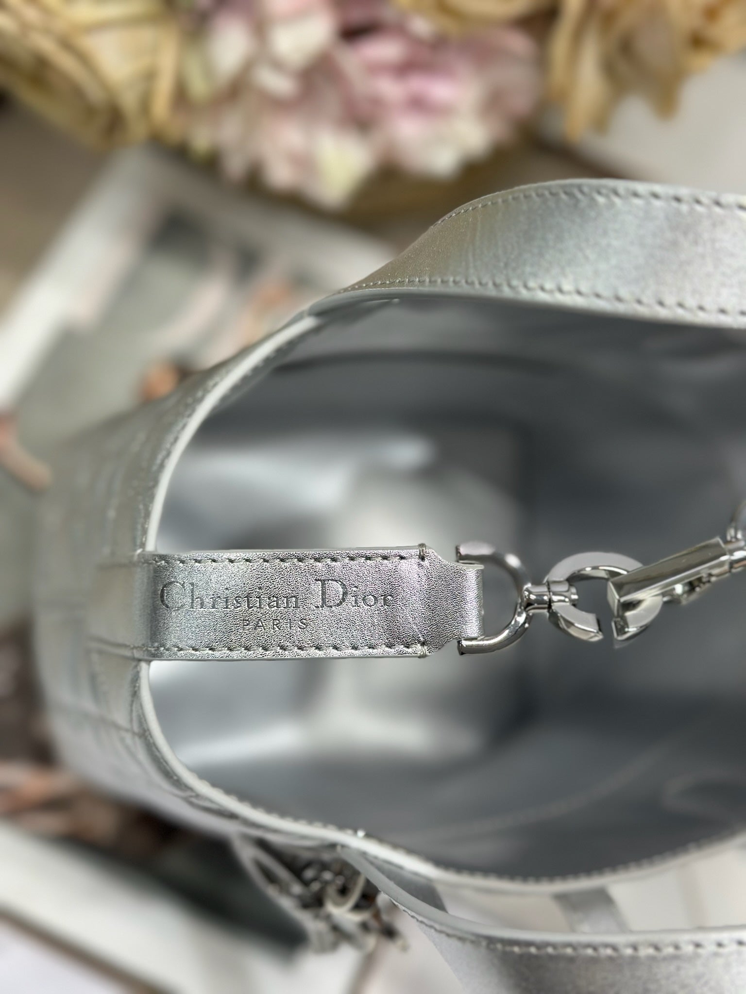 DIOR 26S TOUJOURS BAG 18 IN SILVER CALFSKIN