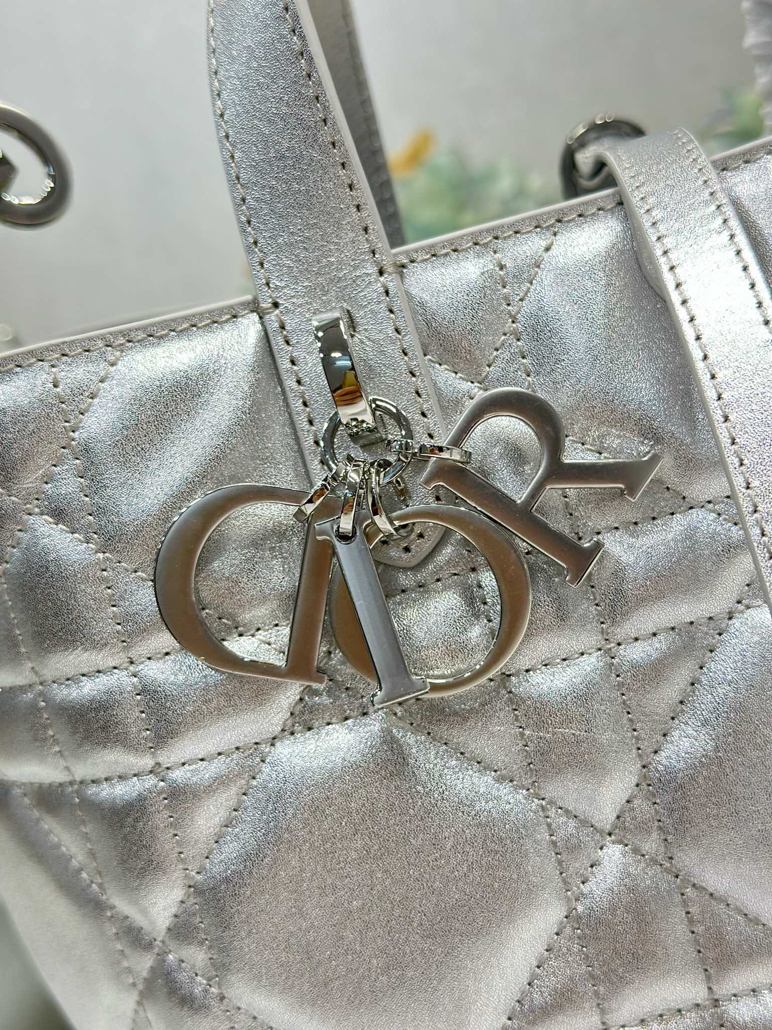 DIOR 26S TOUJOURS BAG 23 IN SILVER CALFSKIN