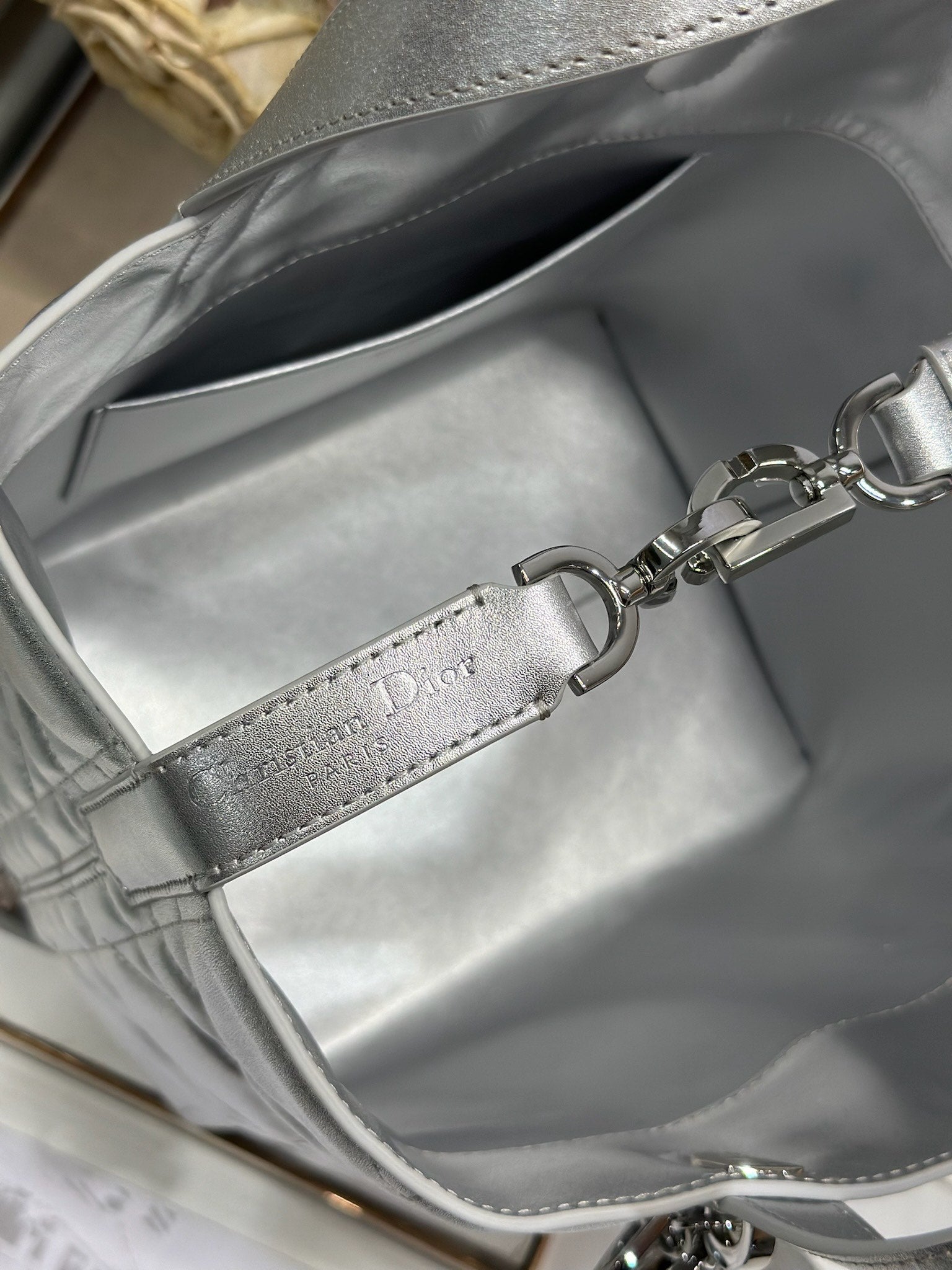 DIOR 26S TOUJOURS BAG 23 IN SILVER CALFSKIN