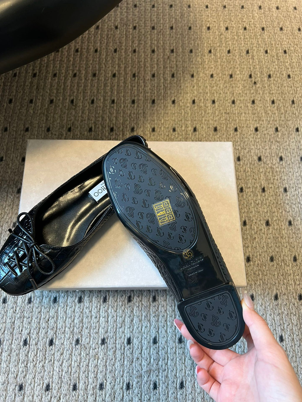 JIMMY CHOO 26S CLASSIC BALLET FLATS IN BLACK CALFSKIN