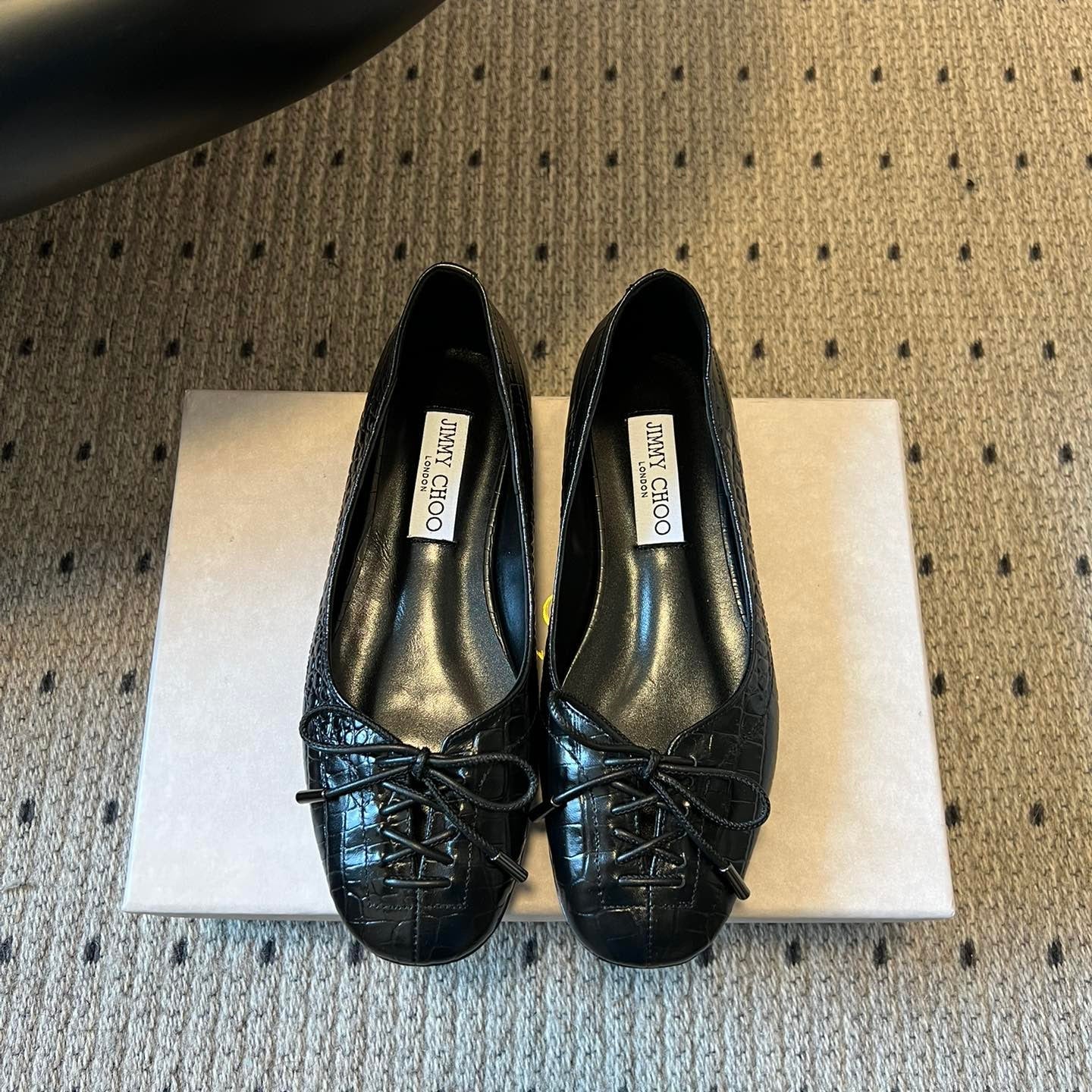 JIMMY CHOO 26S CLASSIC BALLET FLATS IN BLACK CALFSKIN