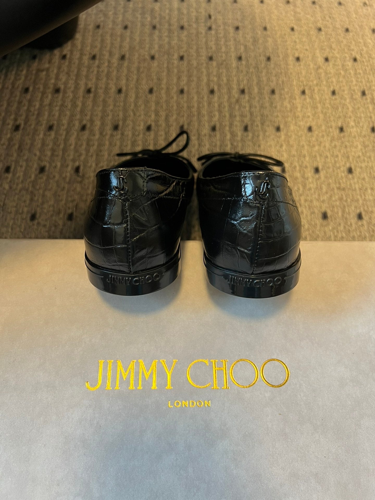 JIMMY CHOO 26S CLASSIC BALLET FLATS IN BLACK CALFSKIN