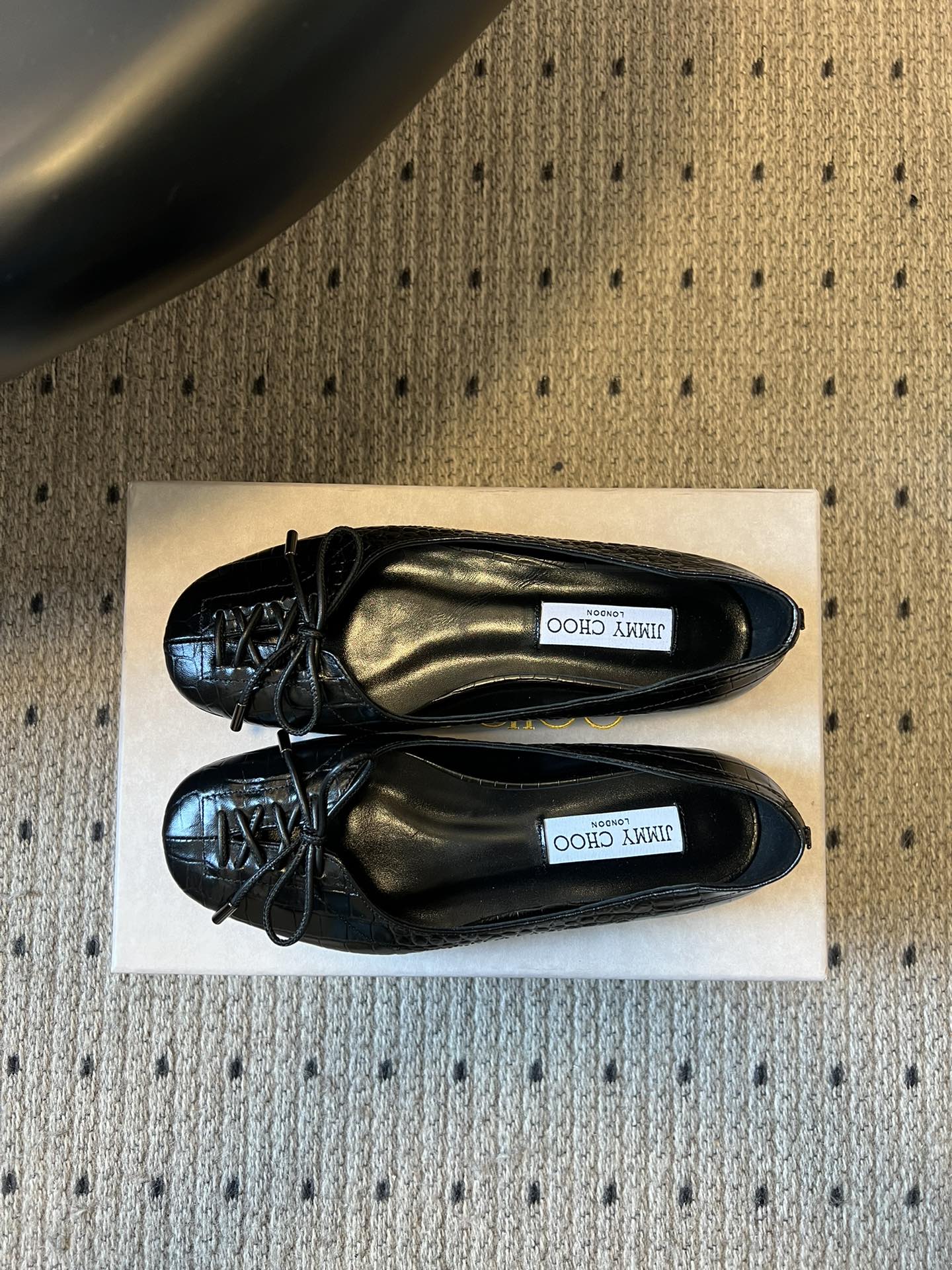 JIMMY CHOO 26S CLASSIC BALLET FLATS IN BLACK CALFSKIN
