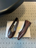 JIMMY CHOO 26S CLASSIC BALLET FLATS IN DARK BROWN CALFSKIN
