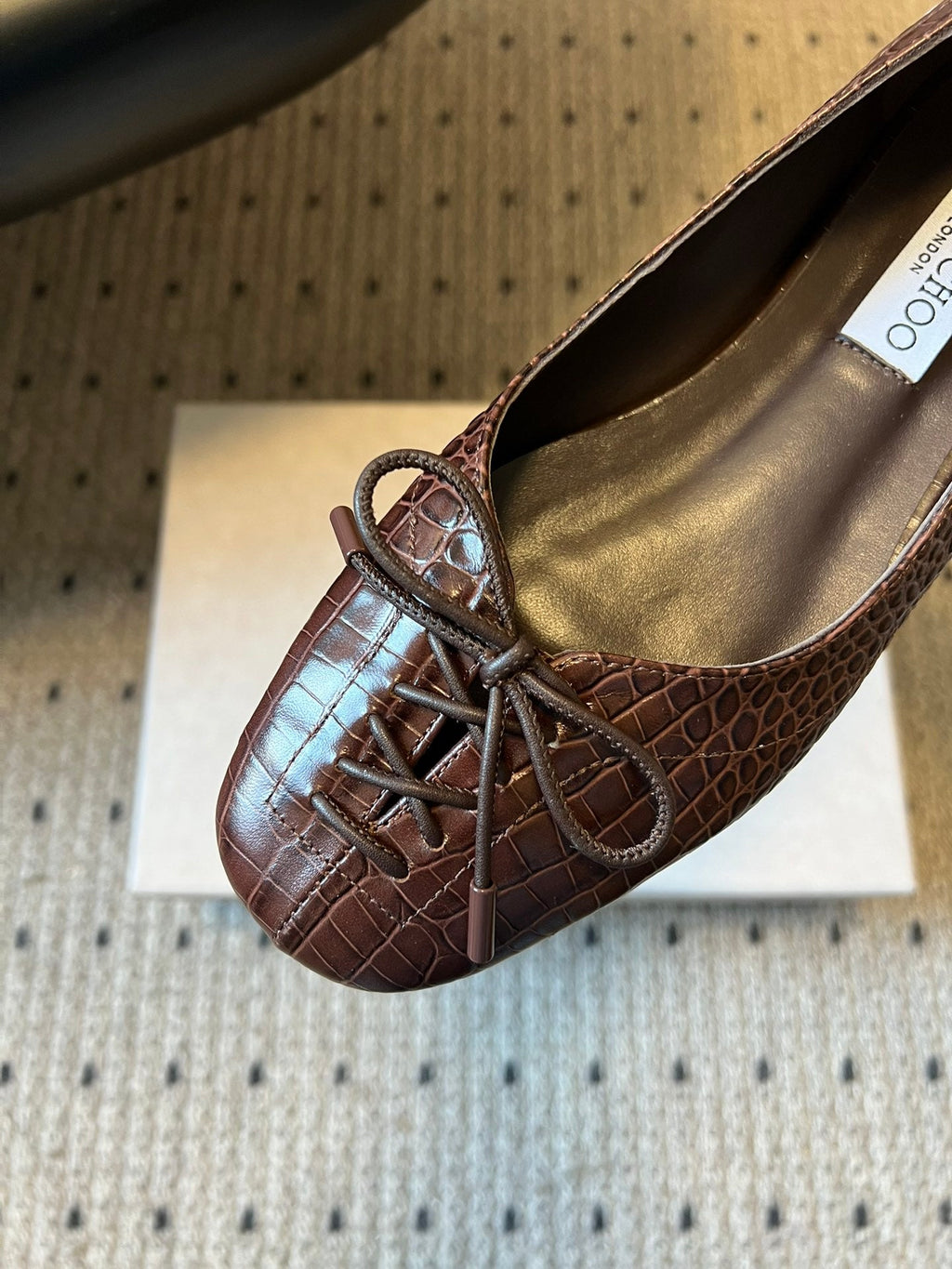 JIMMY CHOO 26S CLASSIC BALLET FLATS IN DARK BROWN CALFSKIN