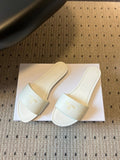 CELINE 26S FLAT SLIDES IN WHITE LAMBSKIN