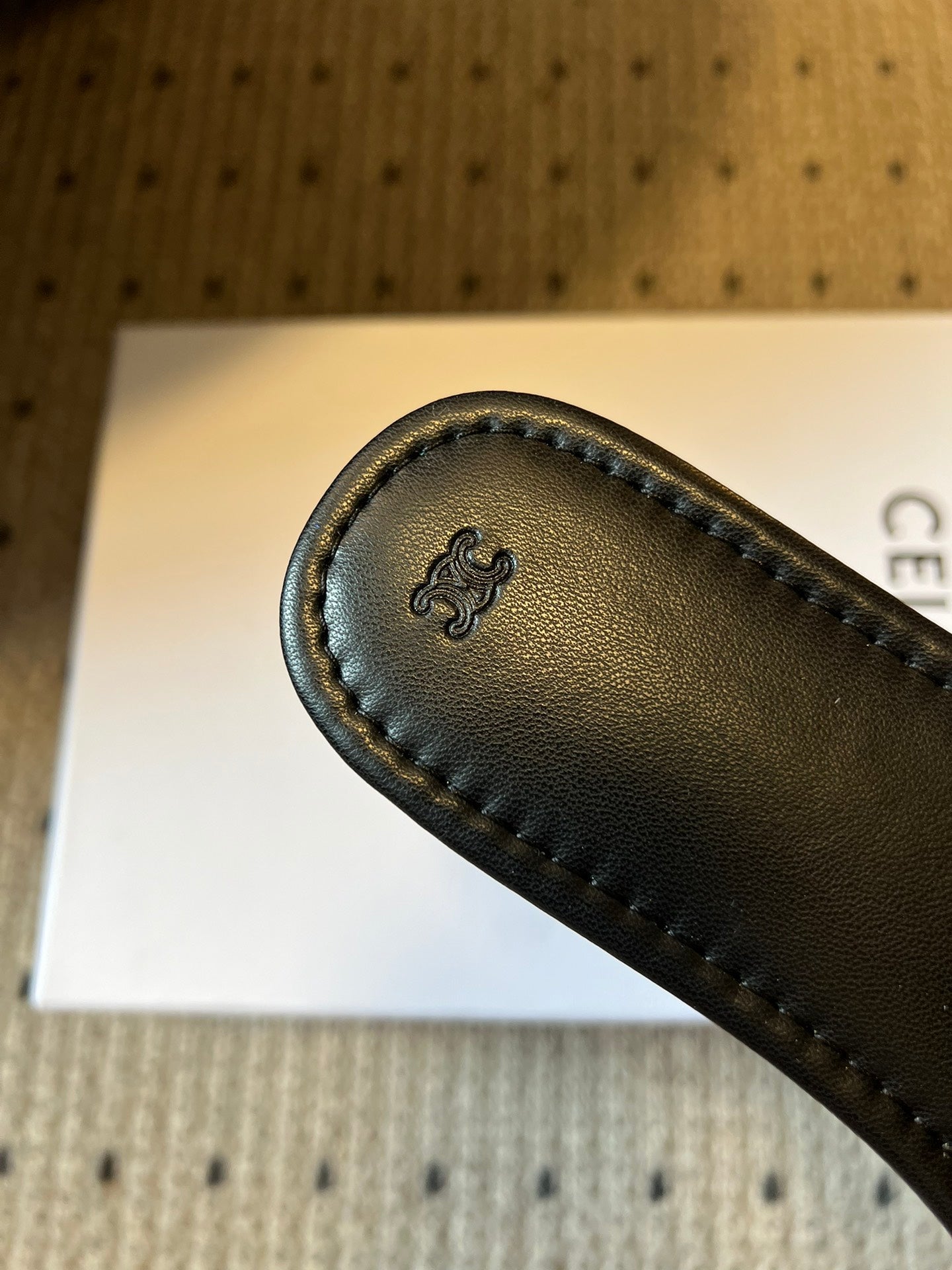 CELINE 26S FLAT SLIDES IN BLACK LAMBSKIN