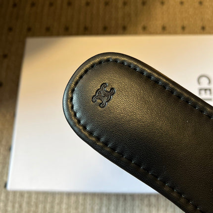 CELINE 26S FLAT SLIDES IN BLACK LAMBSKIN