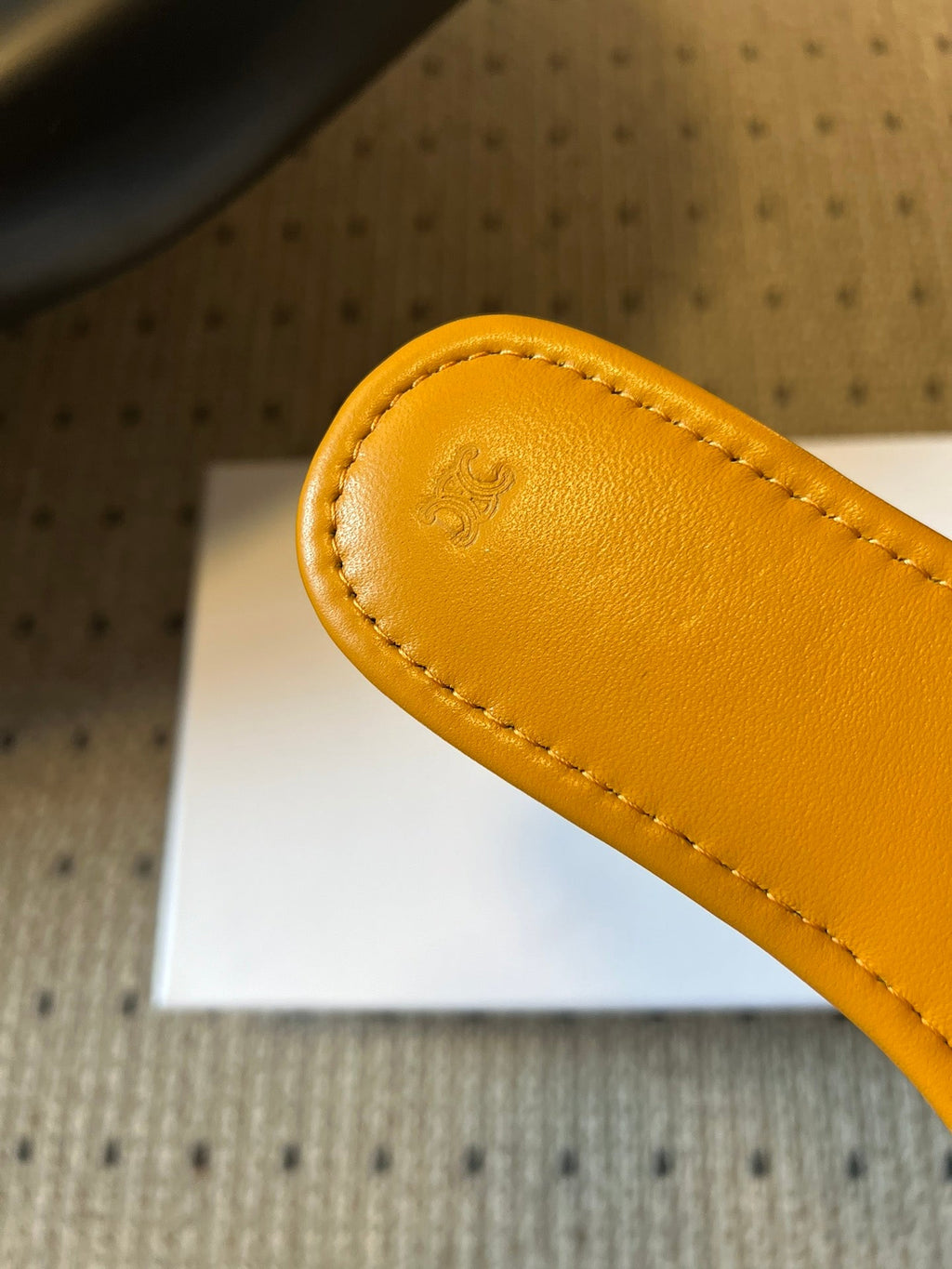 CELINE 26S FLAT SLIDES IN HONEY YELLOW LAMBSKIN
