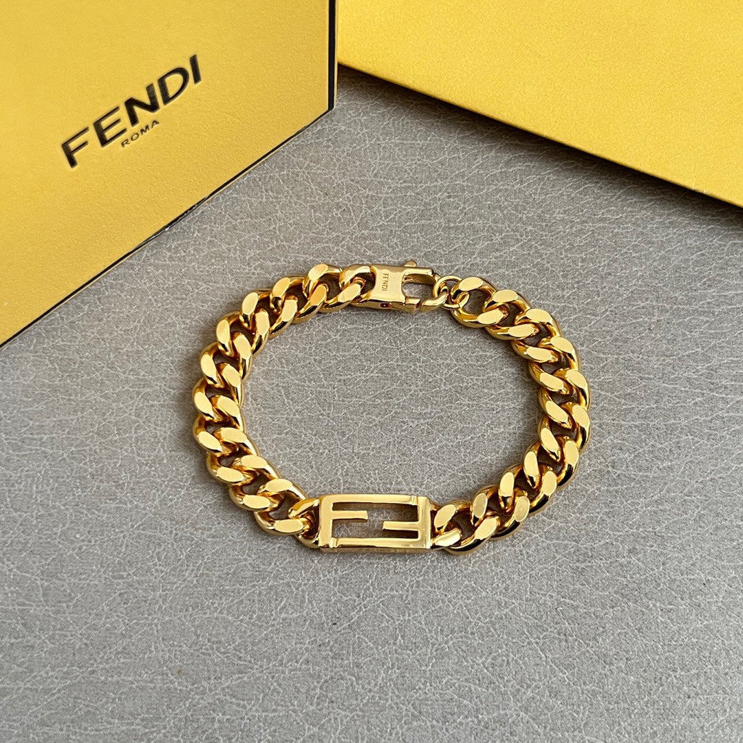 FENDI 26S FF CHAIN BRACELET IN GOLD TONE METAL 626930