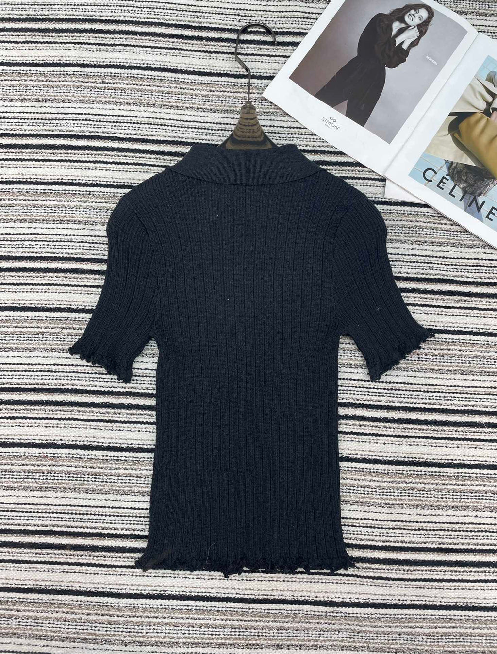 CHANEL 26S SHORT-SLEEVE POLO KNIT TOP 912