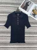 CHANEL 26S SHORT-SLEEVE POLO KNIT TOP 912