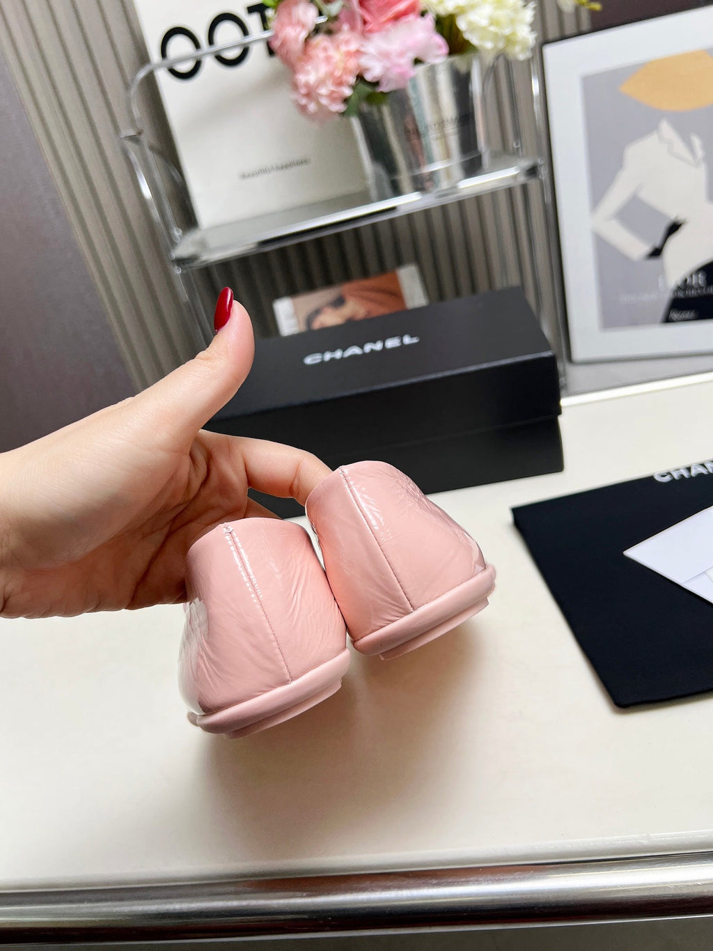 CHANEL 26S MARY JANE FLATS IN PINK CALFSKIN