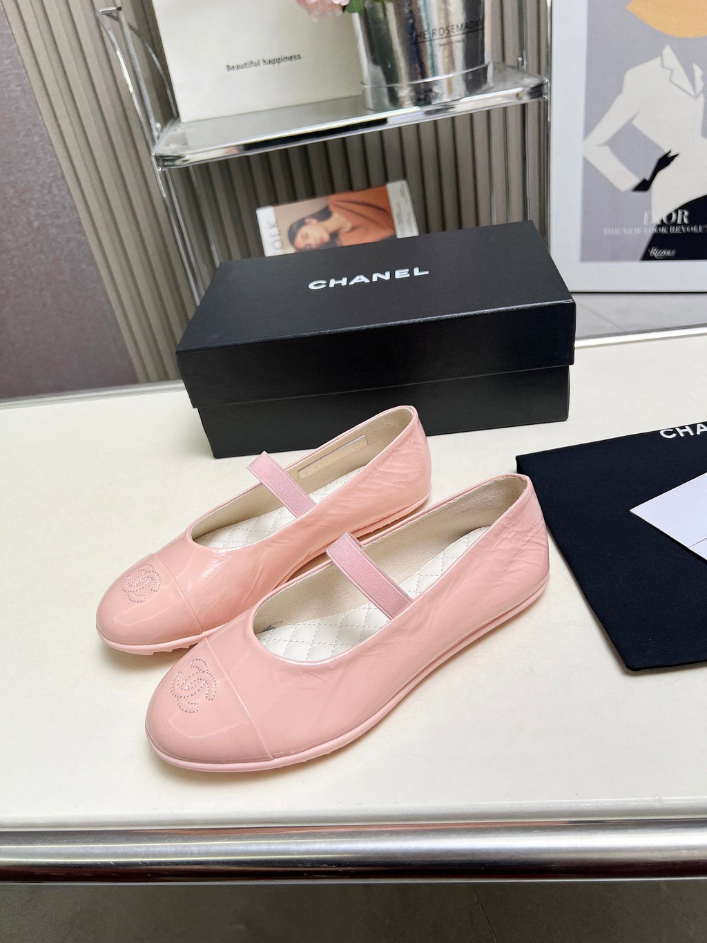 CHANEL 26S MARY JANE FLATS IN PINK CALFSKIN