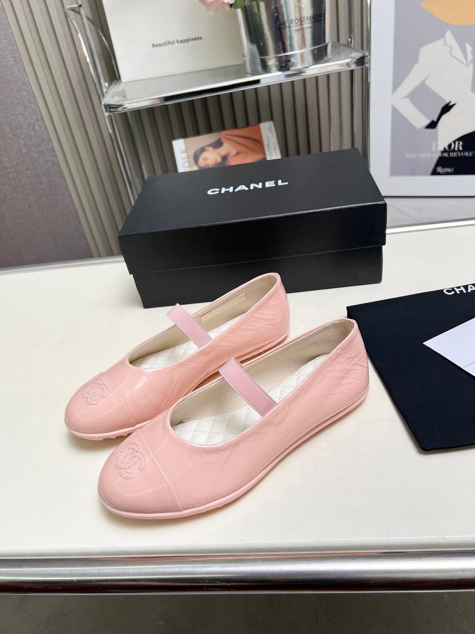 CHANEL 26S MARY JANE FLATS IN PINK CALFSKIN