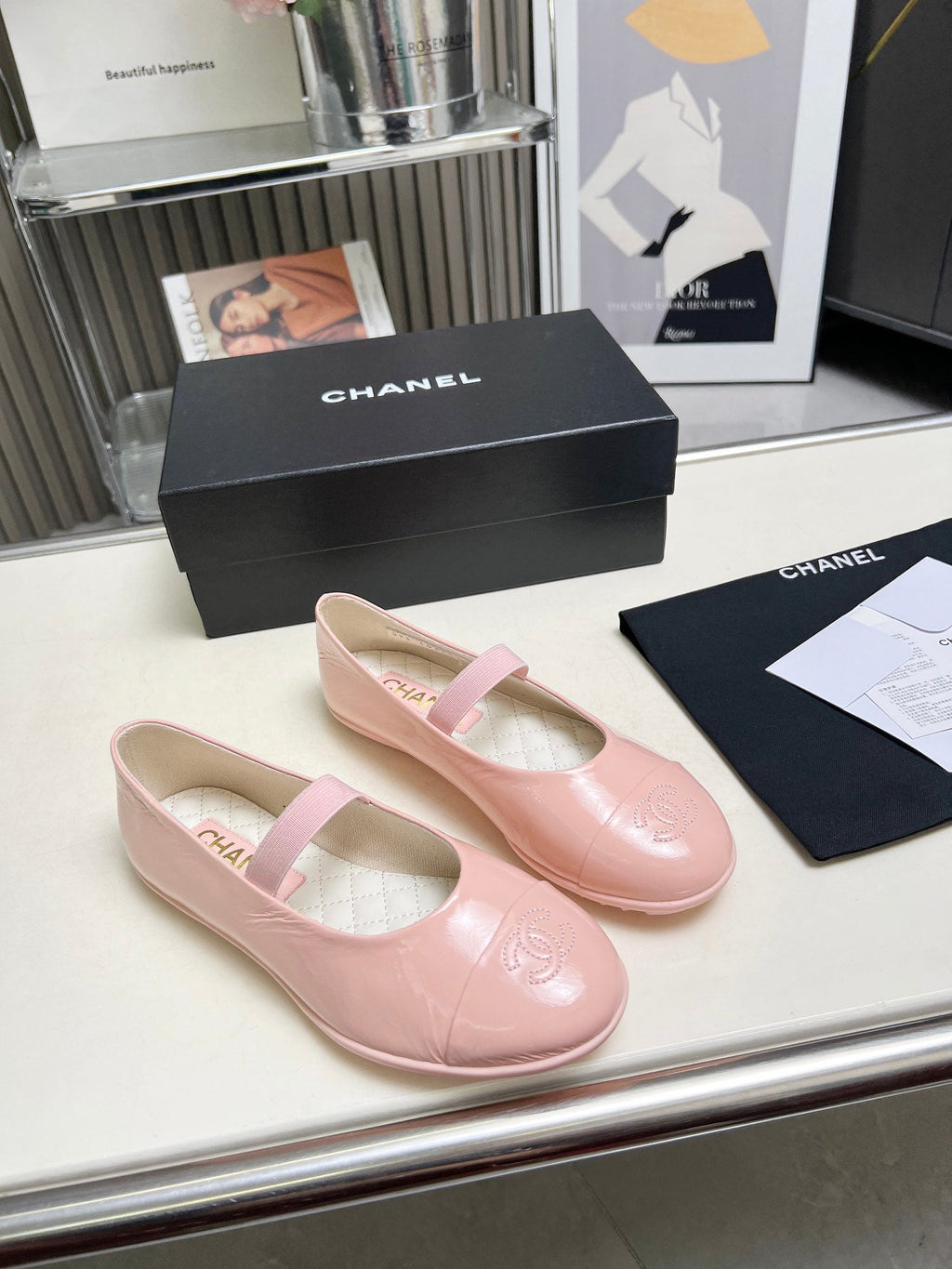 CHANEL 26S MARY JANE FLATS IN PINK CALFSKIN