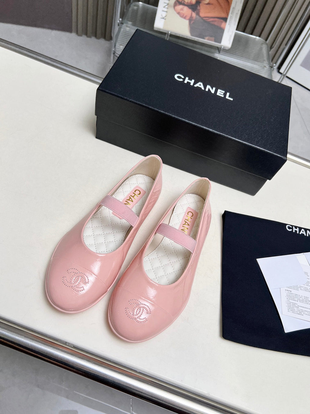 CHANEL 26S MARY JANE FLATS IN PINK CALFSKIN