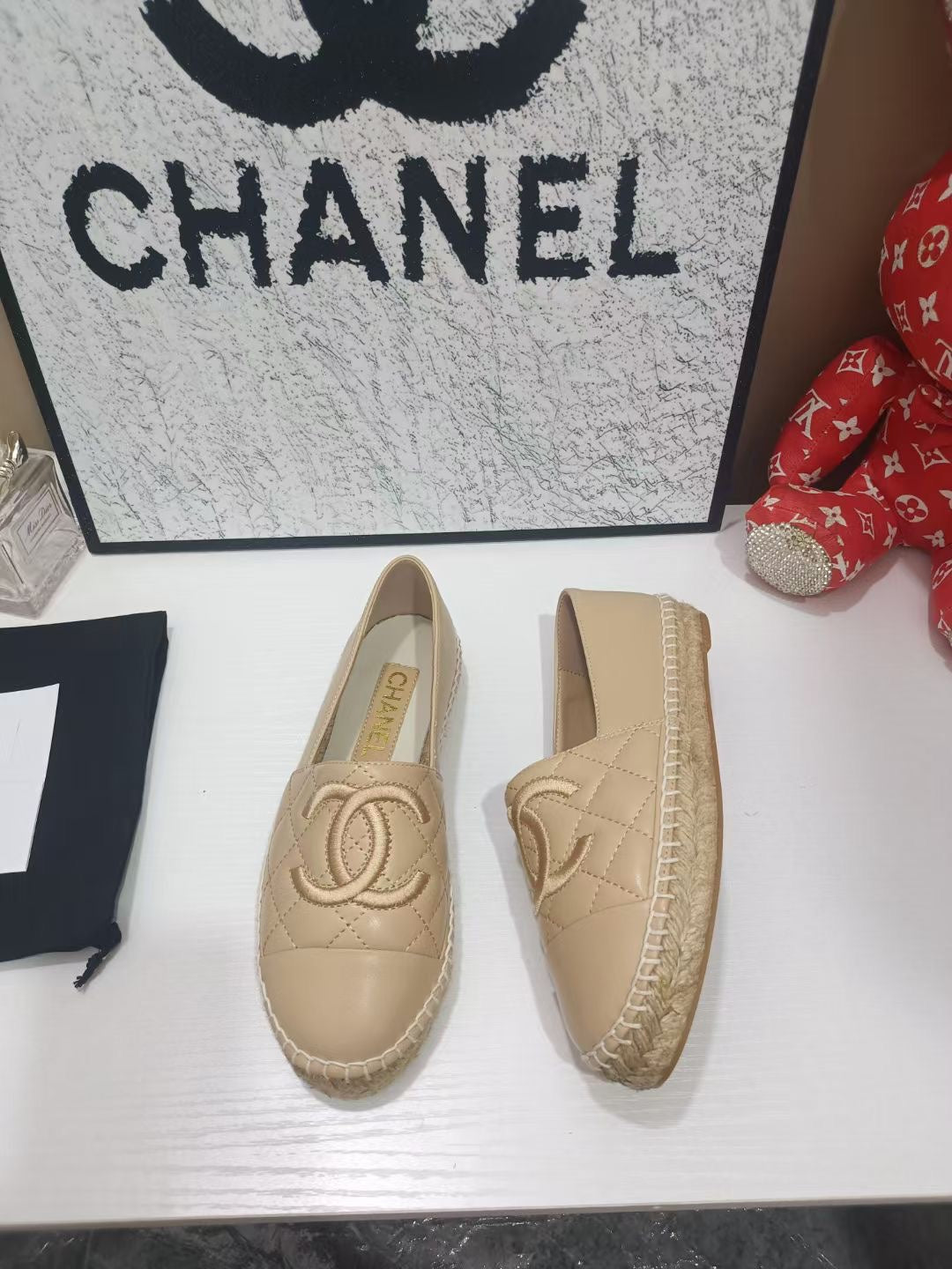 CHANEL 26S ESPADRILLE LOAFERS IN TAN BROWN CALFSKIN WITH ROPE SOLE