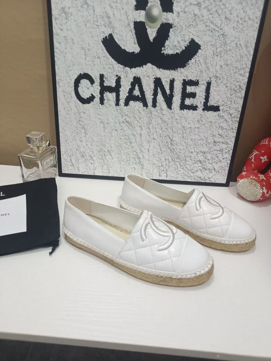 CHANEL 26S ESPADRILLE LOAFERS IN WHITE CALFSKIN WITH ROPE SOLE