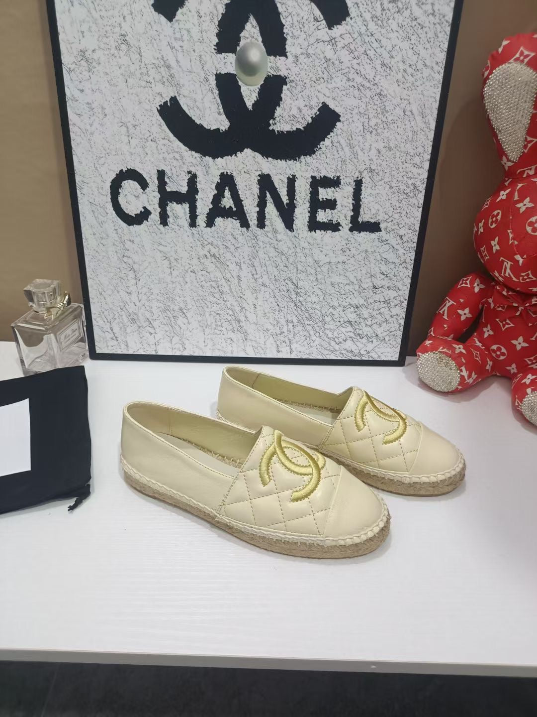 CHANEL 26S ESPADRILLE LOAFERS IN BEIGE CALFSKIN WITH ROPE SOLE