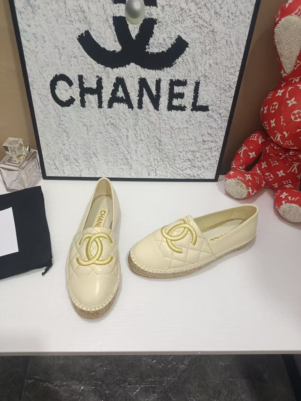 CHANEL 26S ESPADRILLE LOAFERS IN BEIGE CALFSKIN WITH ROPE SOLE