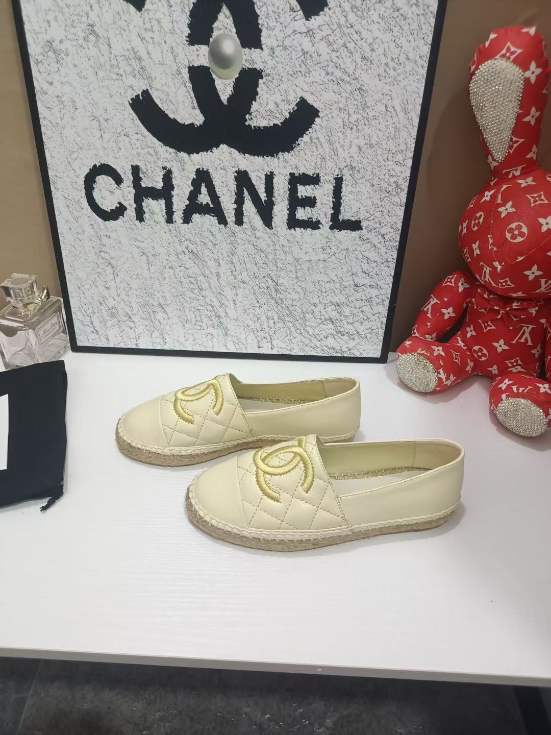 CHANEL 26S ESPADRILLE LOAFERS IN BEIGE CALFSKIN WITH ROPE SOLE