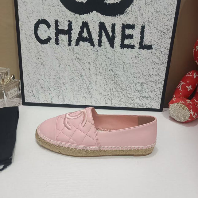 CHANEL 26S ESPADRILLE LOAFERS IN PINK CALFSKIN WITH ROPE SOLE