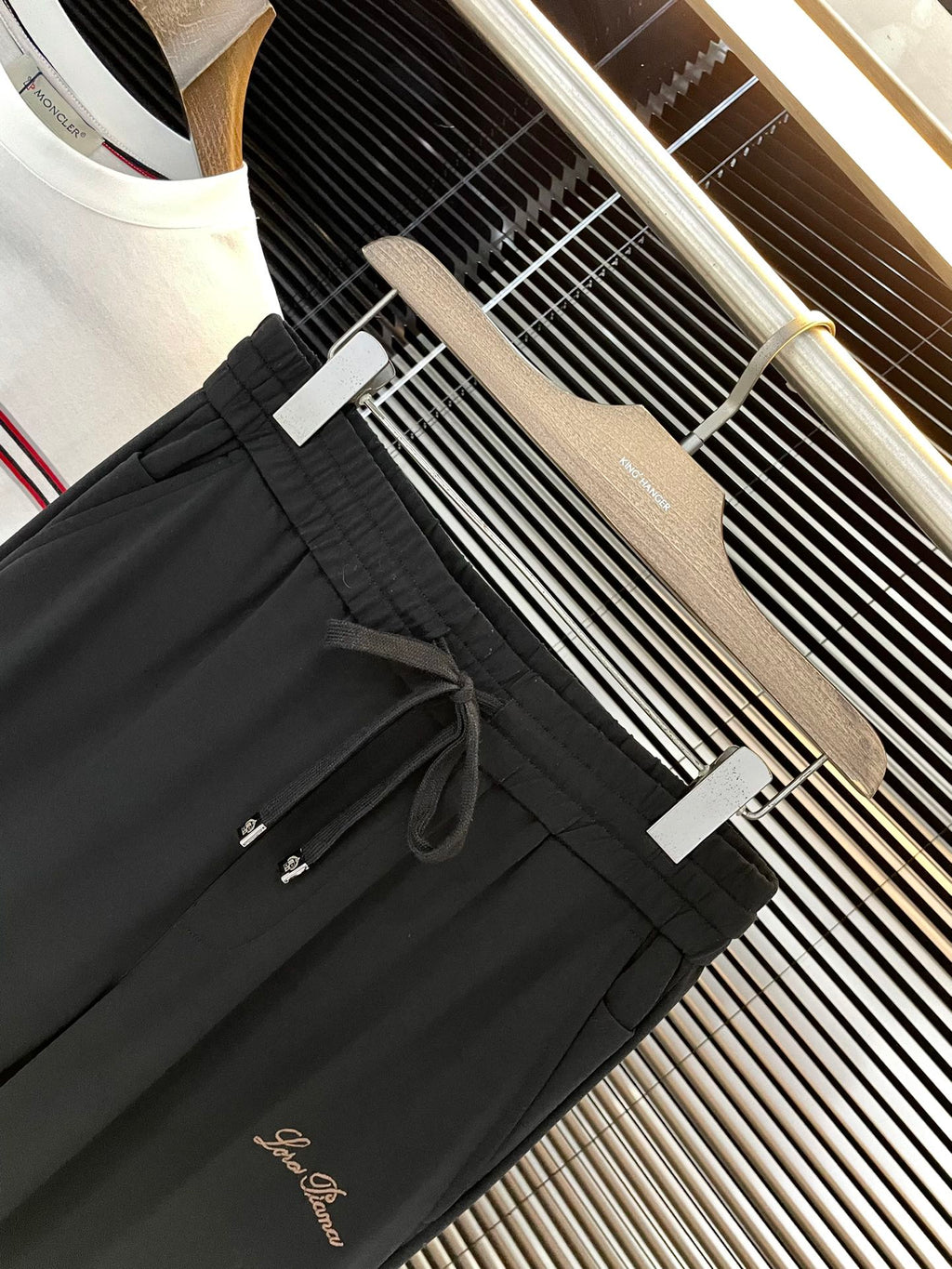 LORO PIANA DRAWSTRING JOGGER PANTS IN BLACK COTTON