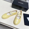 CHANEL 26S MARY JANE FLATS IN LIGHT YELLOW CALFSKIN