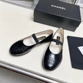 CHANEL 26S MARY JANE FLATS IN BLACK CALFSKIN