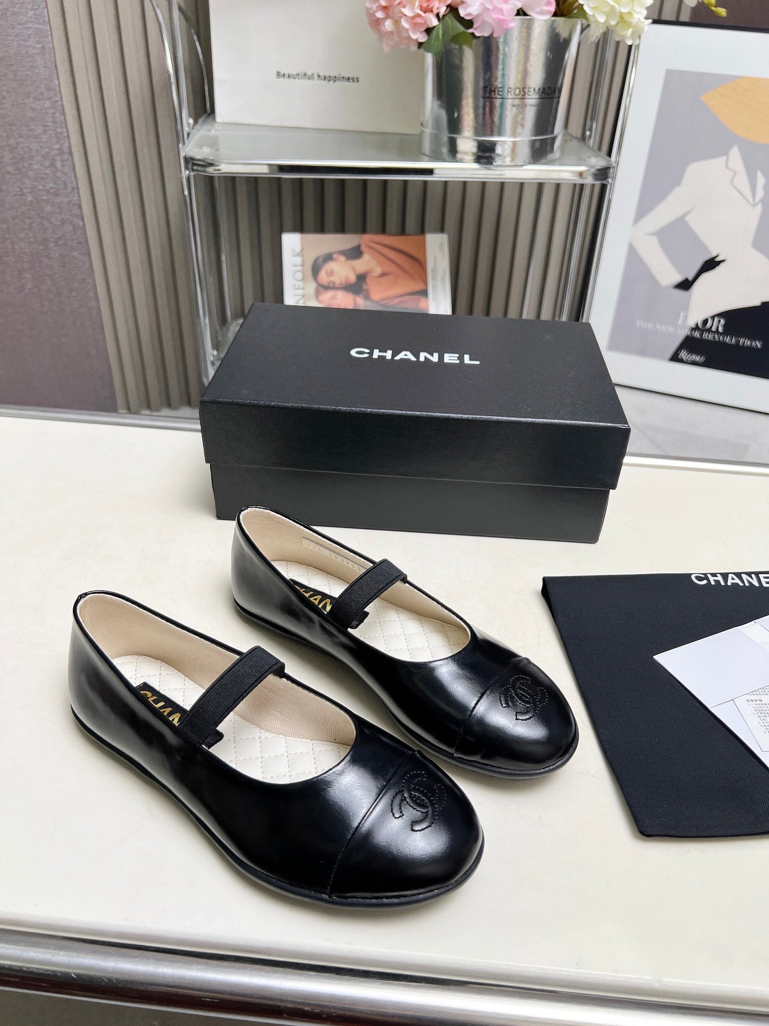 CHANEL 26S MARY JANE FLATS IN BLACK CALFSKIN