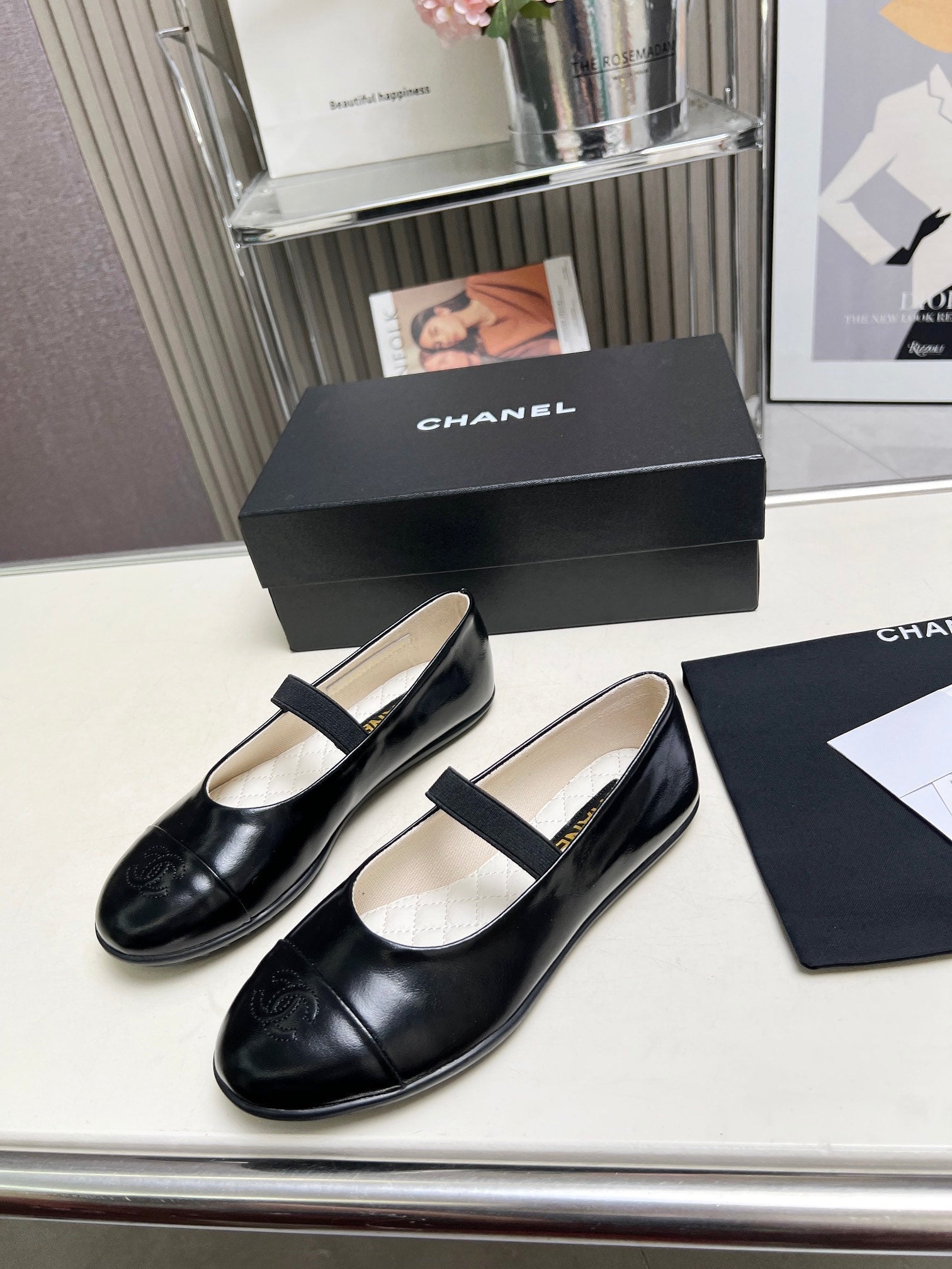 CHANEL 26S MARY JANE FLATS IN BLACK CALFSKIN