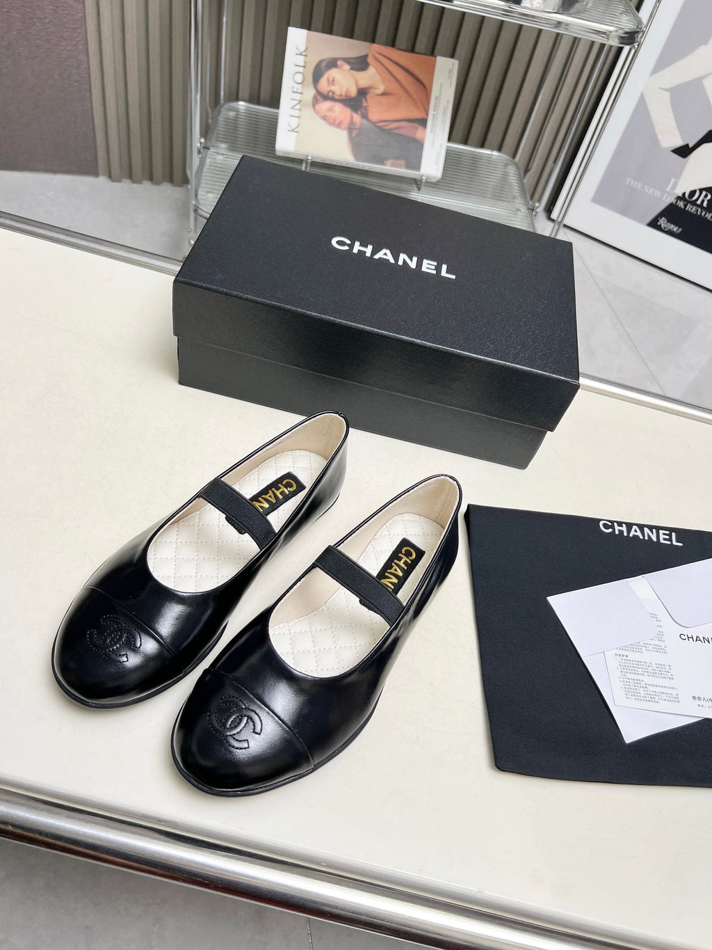 CHANEL 26S MARY JANE FLATS IN BLACK CALFSKIN