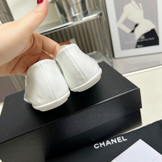 CHANEL 26S MARY JANE FLATS IN WHITE CALFSKIN