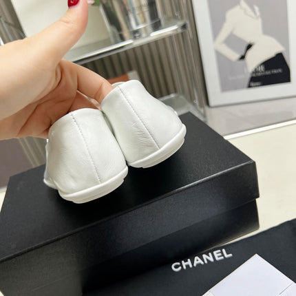 CHANEL 26S MARY JANE FLATS IN WHITE CALFSKIN