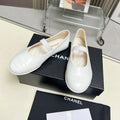 CHANEL 26S MARY JANE FLATS IN WHITE CALFSKIN