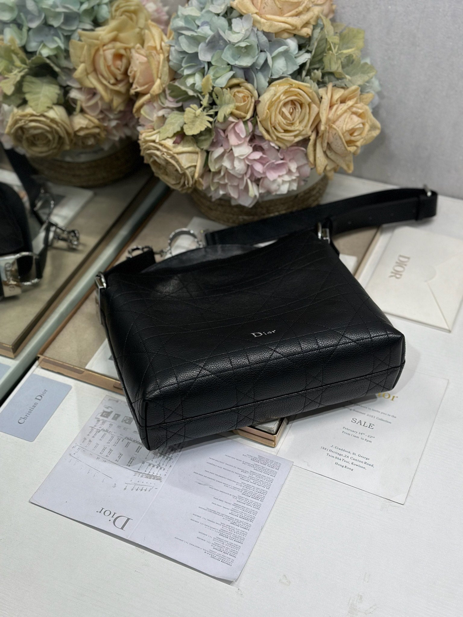 DIOR 26S DIORLY BAG 28 IN BLACK CALFSKIN